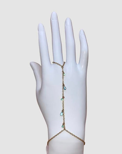 MAYA GREEN EMERALD + BLUE TOPAZ SHAKER HAND CHAIN