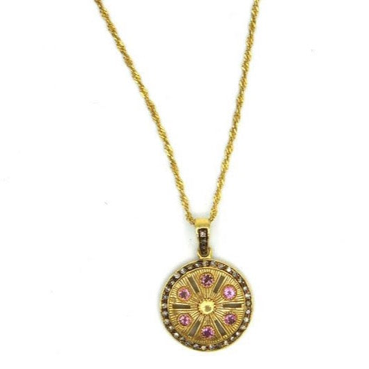 KALACHAKRA PINK TOURMALINE + BROWN DIAMOND PENDANT